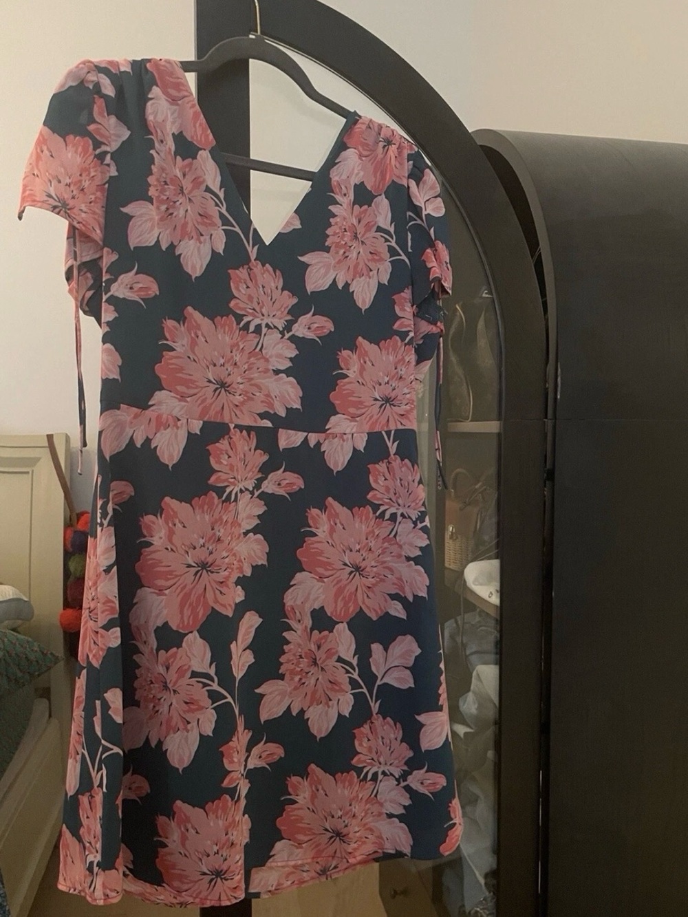 J. Crew Navy Dress with Pink Floral Print